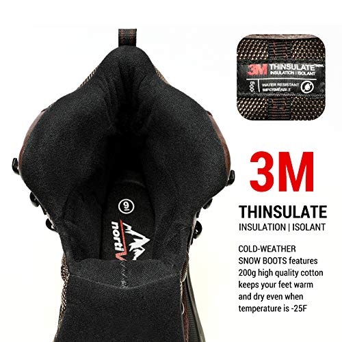 NORTIV 8 Men's Insulated Waterproof Construction Rubber Sole Winter Snow Boots 2160443 Black Size 6.5 M US