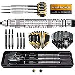 Harrows Combat 90% Tungsten Steel Tip Darts Set I 21g to 30g All Weights Available I Huge 17pcs Bundle with Spare Shafts, Prime Flights & Travel Case (21 grams) (30g)