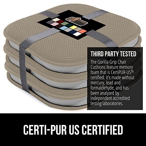 Gorilla Grip Memory Foam Chair Cushions, Comfortable Pads For Dining Room, Kitchen Table, Office Chairs, Stay In Place Backing, Comfortable Microfiber Seat Pad Cushion, Set Of 6, 16X16, Beige #TOP5