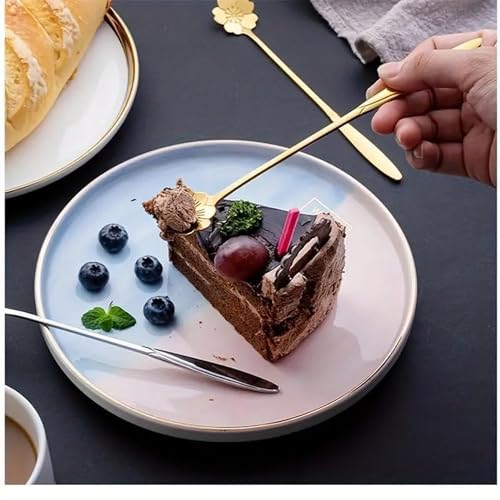 Image of Gold Tone Dessert Spoon Set with Decorative Flower and Heart Shaped Spoon Heads (Pack of 12)