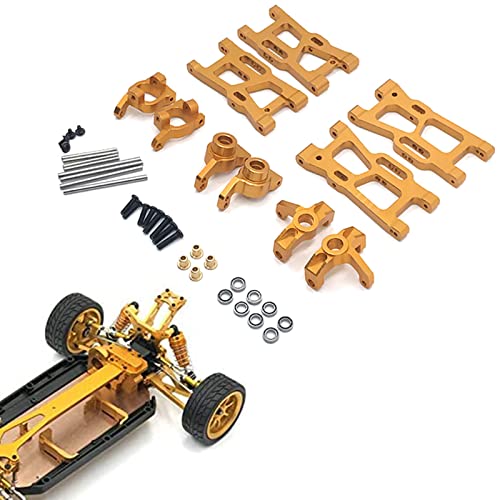 German Replacement Steering Parts - RCPLAGA Metal Front/Rear Swing Arms Steering Hub C Seat RC Metal Upgrade Parts Kit for WLtoys 1/14 144001 1/12 124018 124019 RC Car Replacements (Golden)