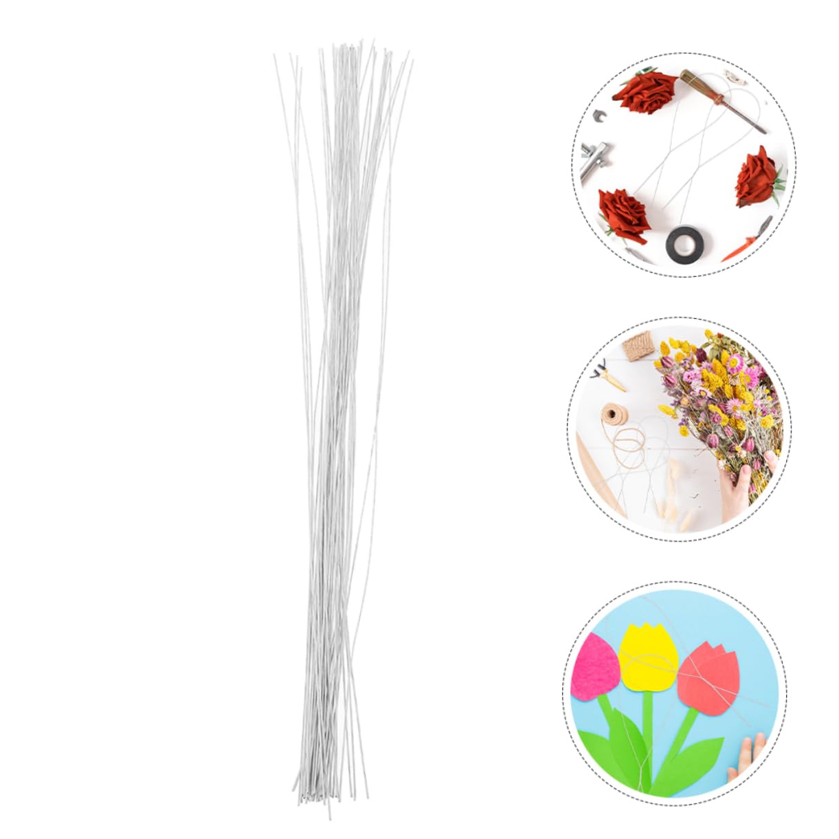 jojofuny 100pcs White Floral Wire Stems Bendable Crafting Wire for DIY Flower Creations Wreath Making and Floral Arrangements Durable Adaptable and Effortless Pairing for Unique Decor