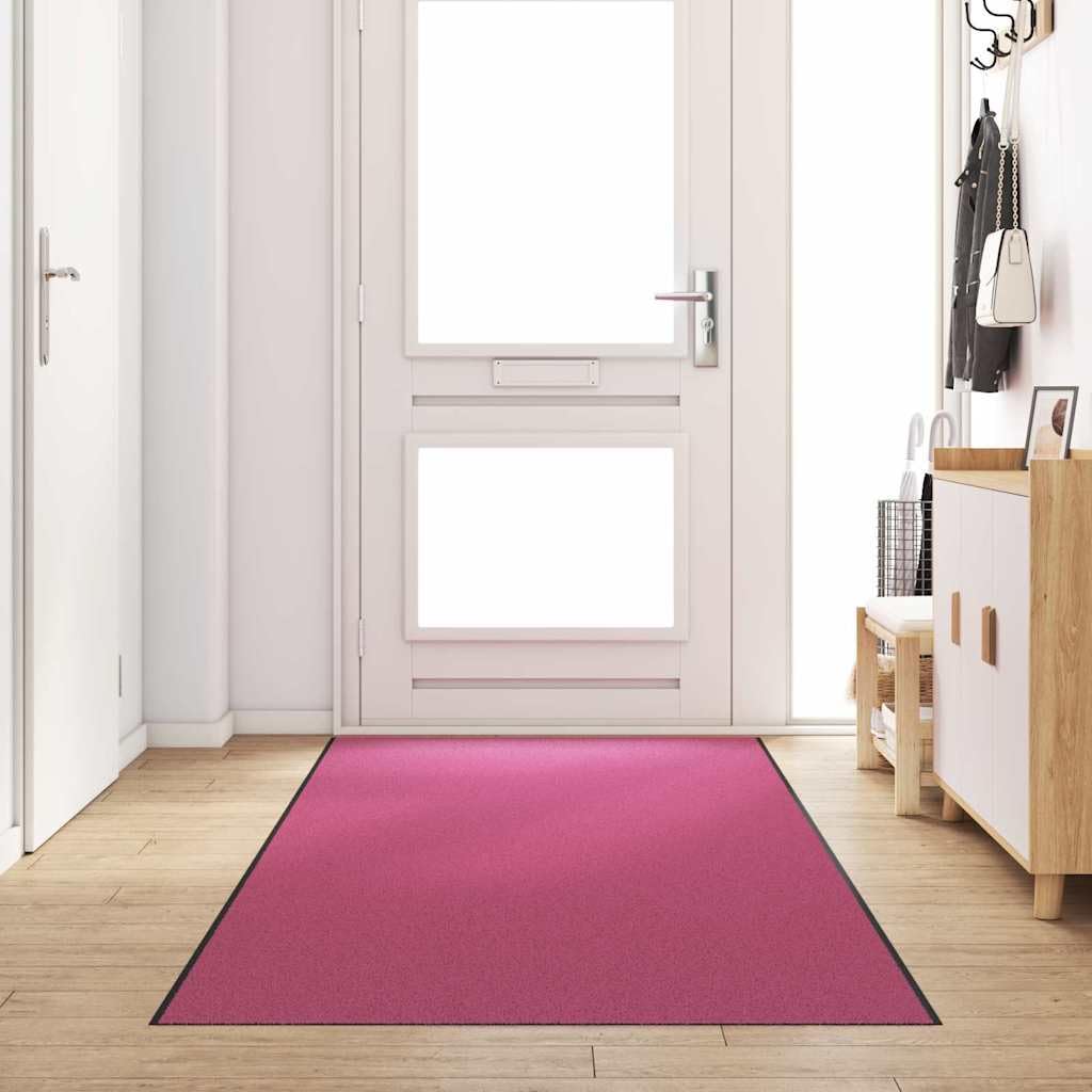 Felpudo rectangular rosa y negro, 120 x 350 cm, 100% poliamida, para interior y exterior, resistente felpudo atrapa la suciedad, felpudo para entrada, terraza, balcón