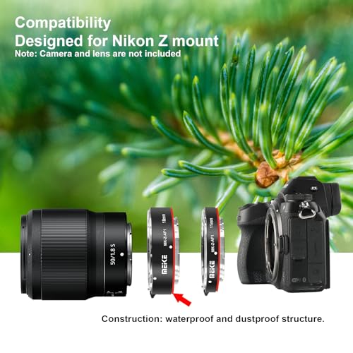 Meike MK-Z-AF1 Metall Autofokus Makro Verlängerungsrohr Set (11mm+18mm) Kompatibel mit Nikon Z5 Z6 Z6II Z7 Z7II Z50