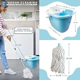 Floor Mop and Buckets Set Cotton String Mop & Bucket Set 13L Capacity Wringer, Cleaning Floors for Kitchen, Bathroom Home Cleaning - Duck Egg - Image 8
