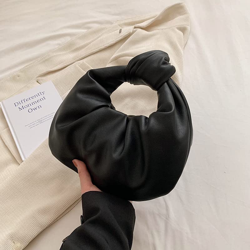 Women's Dumpling Bun Fold Knot Design Cloud Bag Handbag4