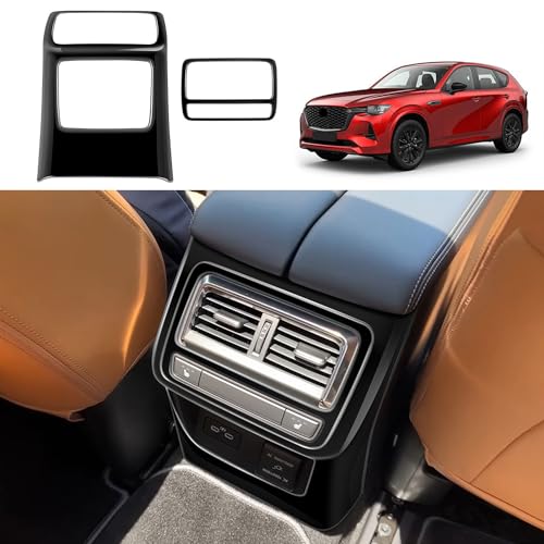 YOFAMO マツダ 新型 CX-60 2022年? リアエアコンキックガード 後席吹き出し口キック防止 後席インテリアパネル 内装 カスタムパーツ 車種専用設計 プロテクター ABS樹脂製 2P(ハイエンド,ピアノブラック)