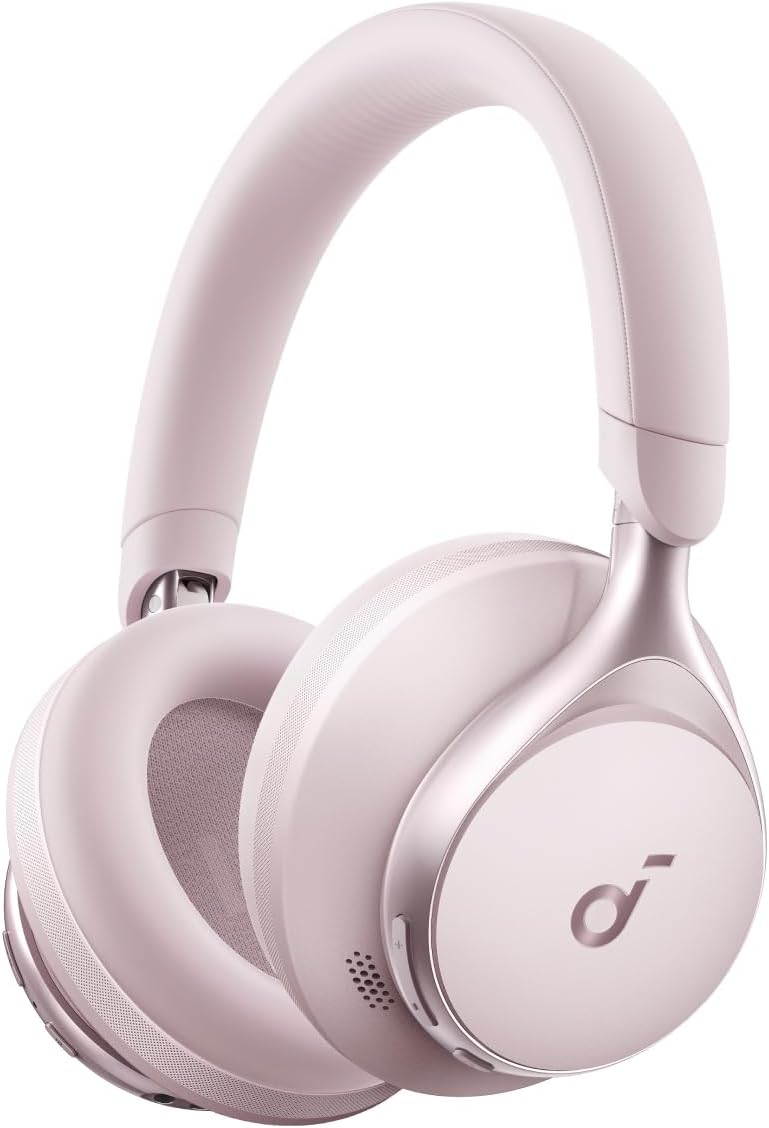 Anker Space One ANC Over-Ear Headphones, Voice Reduction | Active Noise Cancelling, Comfortable Fit, Bluetooth, 40H ANC Playtime, App Control, LDAC Hi-Res, 3 Mics with AI, Travel-Ready