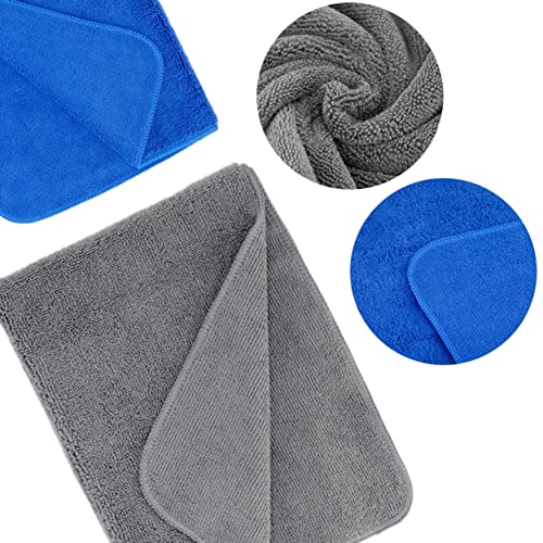 Prohomtex Microfiber Cleaning Towels, Set Of 24, For House, Office & Auto, Dark Grey & Dark Blue (12" X 12") #TOP1
