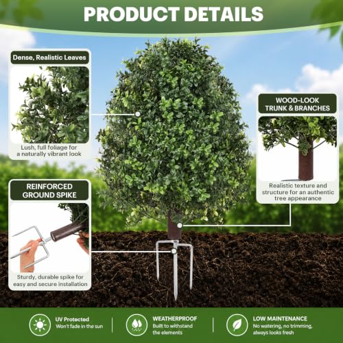 28.5inch Faux Boxwoods for Outdoor Planters, UV Resistant Boxwood Topiary | Faux outdoor plants uv resistant, outdoor plants artificial for porch, fake outdoor plant, artificial boxwood plants outdoor - image 4