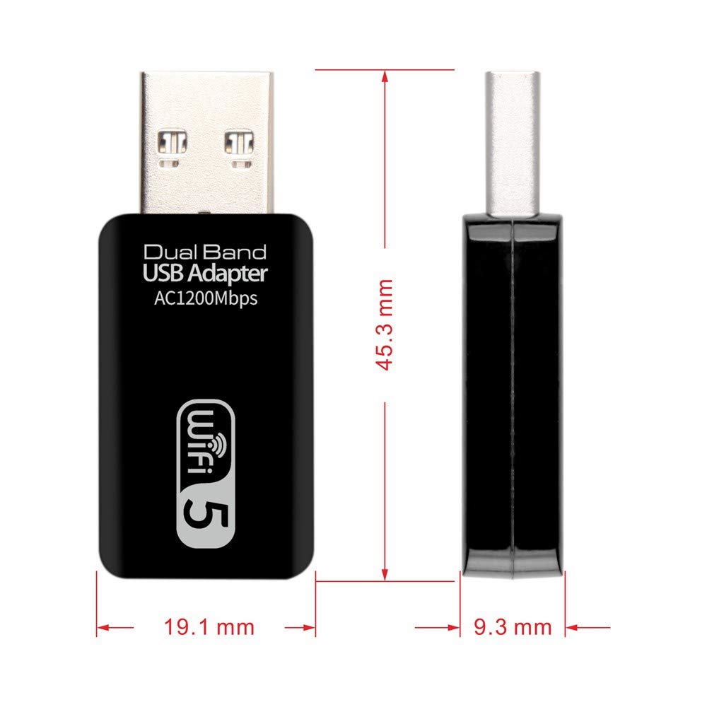Adaptateur USB sans fil double bande Carte réseau WiFi 2.4G 5G Interface hôte AC1200Mbps USB3.0