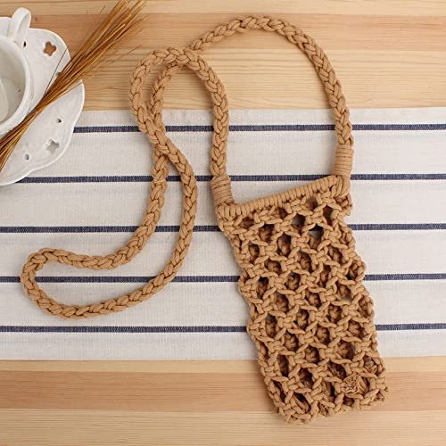 Small Cotton Rope Crossbody Phone Bag, Solid Color Hollow-out Woven Crochet Lightweight Shoulder Handbag3