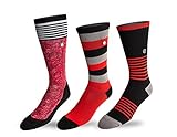 Men's 3 Pack Athletic Socks - Running, Basketball, Sports Training By Vybe (Red)