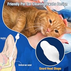 Cotton Swab for Pets, 110 pcs Dog Ear Cleaner Buds, Safety Dog Ear Infection Treatment, Specially Designed Cotton Sticks for Puppy and Kitten Ear Care