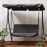 不二貿易 ブランコ 2人掛け 屋外用 幅140×奥行110×高さ153cm グレー ガーデン 屋根付き クッション座面 ポルド 38704