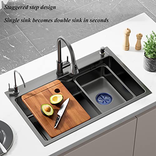 Évier de cuisine en acier inoxydable 304 à une seule cuve avec robinet combiné