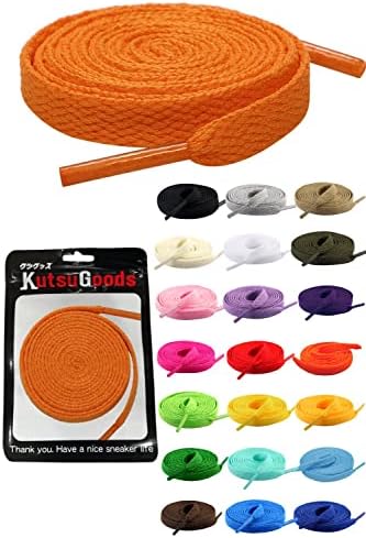 （16:30時点） [KutsuGoods] クツグッズ スニーカーヘッズ専用 シューレース 靴紐 100cm 120cm 140cm 160cm 平紐 靴ひも shoelaces (100cm, オレンジ)