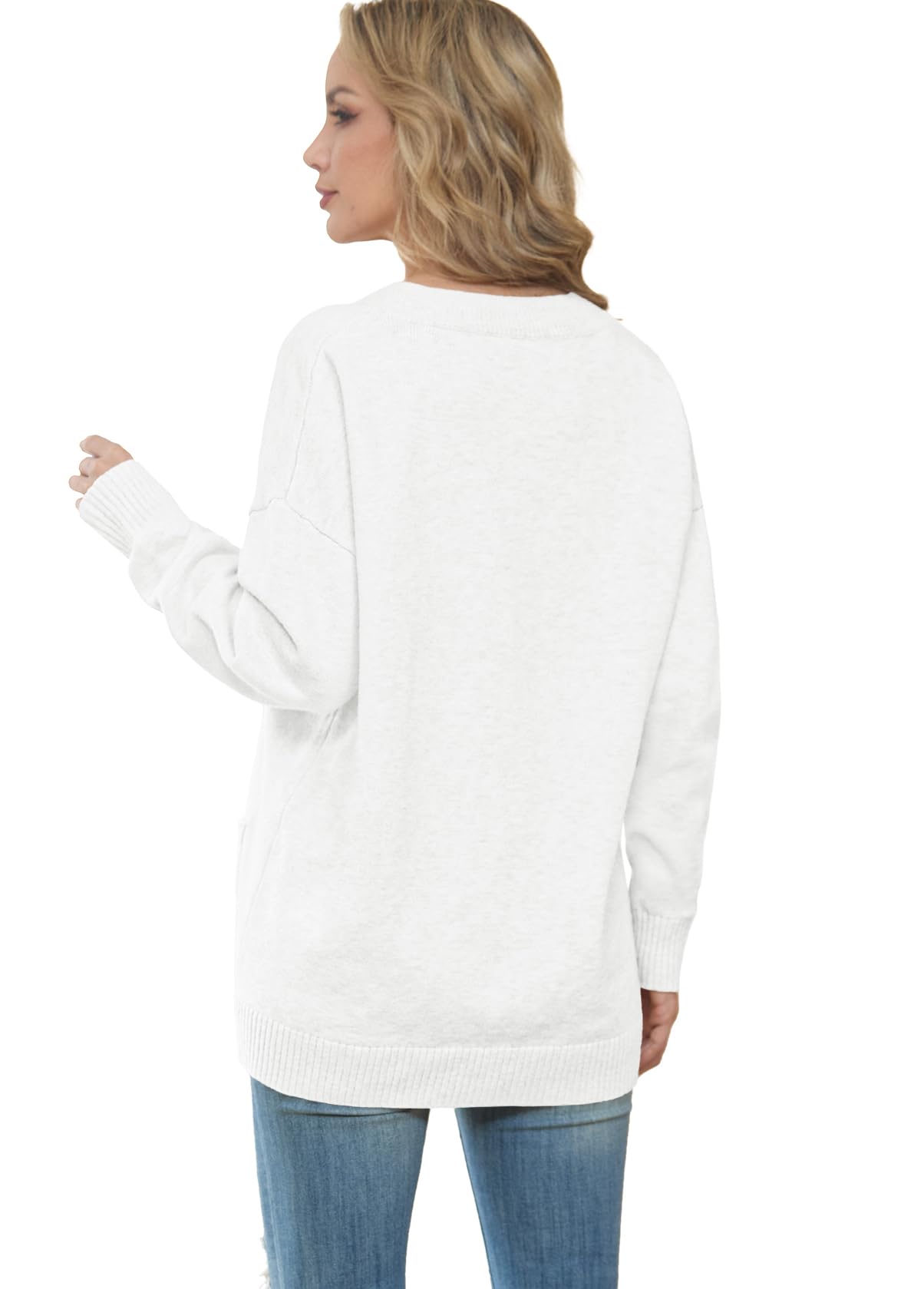 GRECERELLE Cardigan da donna lavorato a maglia, maglione invernale a maniche lunghe, con bottoni, scollo a V, capispalla oversize con tasca