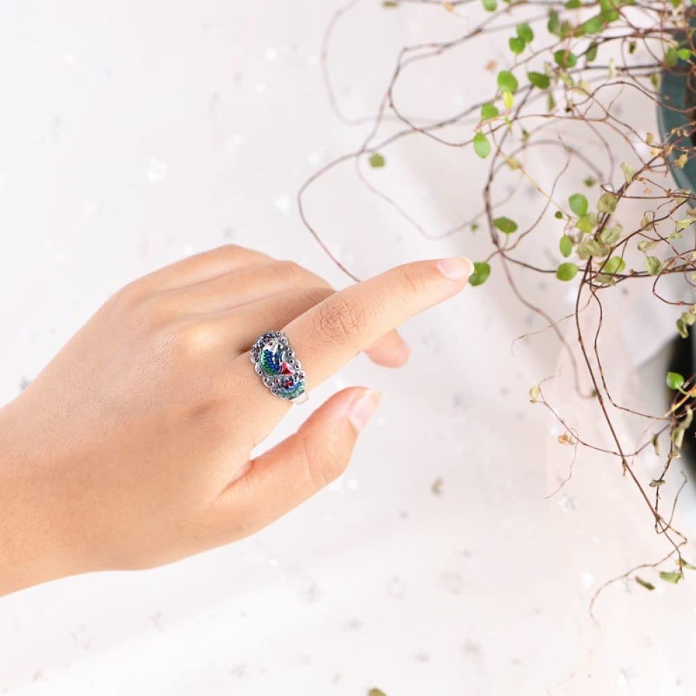 Anello Regolabile,Anelli In Argento Sterling Donna 925 Fiore Di Loto Carpa Koi Anelli Regolabili Vecchio Vintage Vecchio Stile Sterling Anelli Vestito Anello Di Fidanzamento Regali Per Uomo Donna An