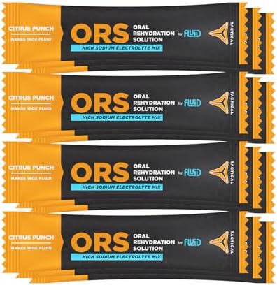 Fluid Tactical - ORS (Oral Rehydration Solution), Recover Faster, Extreme Dehydration Electrolytes, 12pack (Citrus Punch)
