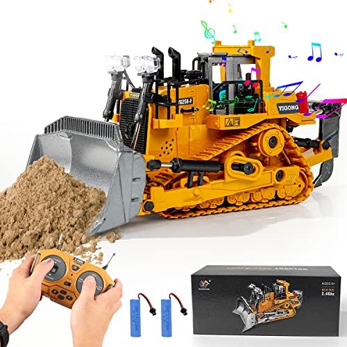 FUUY RC Bulldozer Construction Toy for Kids Ages 3 Year Old, Realistic Remote Control Bulldozer Metal RC Construction Vehicle Shovel Ripper RC Truck Building Toys for Boys 4-7 Year Old Birthday Gifts