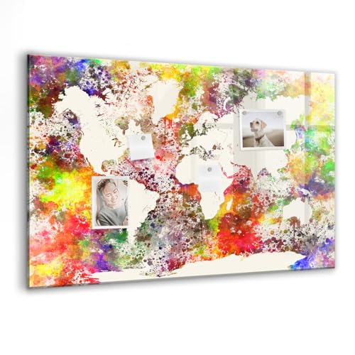 Tableau blanc magnétique design carte du monde pour planification quotidienne et notes