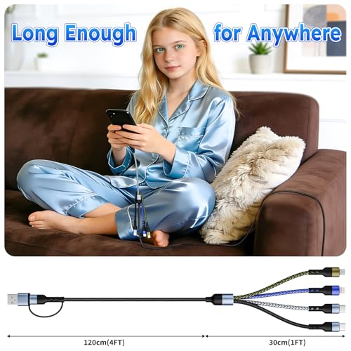 Upgraded 4 in 2 Multi Charging Cable with Dual Type C Port for iPhone 17/ Galaxy 25, Multi iPhone Charger Cord Travel Charger for Multiple Devices for iPhone17-8, iPad, Androids and More-2Packs 5FT by MPATIBY - Image 8