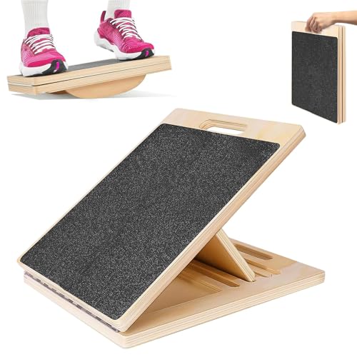 Schrägbrett und Slant Board Holz, Balance Board, Wadendehner für Physiotherapie, Verstellbares‌ Mobility Board Wackelbrett Therapiekreisel und Gleichgewichtstrainer für Heimtraining & Sportübungen