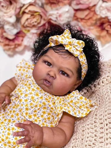 Muñeca Reborn Negra Realista 24 pulgadas miniatura 3