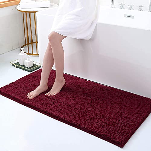 Homaxy rutschfeste Badematte Chenille Badezimmerteppich Mikrofaser Badteppich Saugfähige Hochflor...