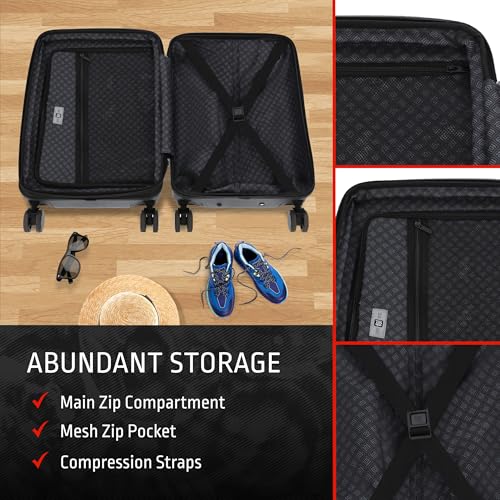 FUL Pink Floyd 22.5 Inch Carry On Luggage, Hardshell Rolling Suitcase with Spinner Wheels, Black3