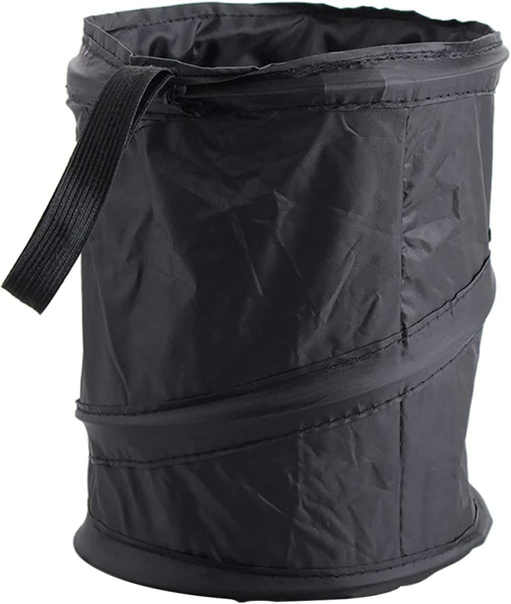 SacJkt Car Rubbish Bin, Foldable Auto Trash Bag, 1 PCS Hanging Oxford Storage Organizer for Car/SUV/Truck/Minivan (16 x 16 x 20CM, Black)