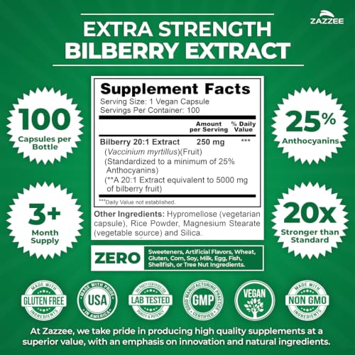 Zazzee Extra Strength Bilberry 20:1 Extract