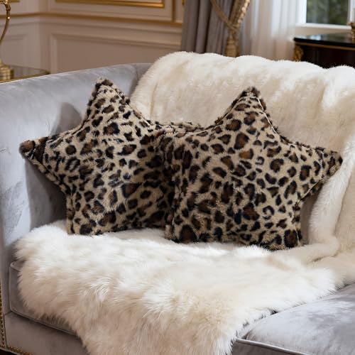 Fumete 2 Pcs 16 Inch Leopard Print Star Pillow Cheetah