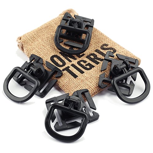 OneTigris 4pcs Tactical 360 Rotation D-Ring Clips MOLLE Webbing Attachment Backpacks EDC (Black)
