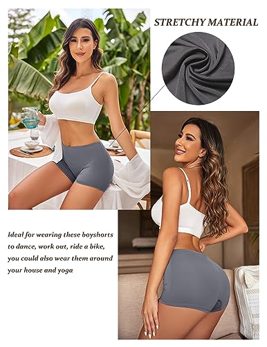 Image of Ekouaer Boyshort Panties Women's Soft Underwear Briefs Invisible Hipster 3 Pack Or 4 Pack Seamless Boxer Brief Panties S-XXL
