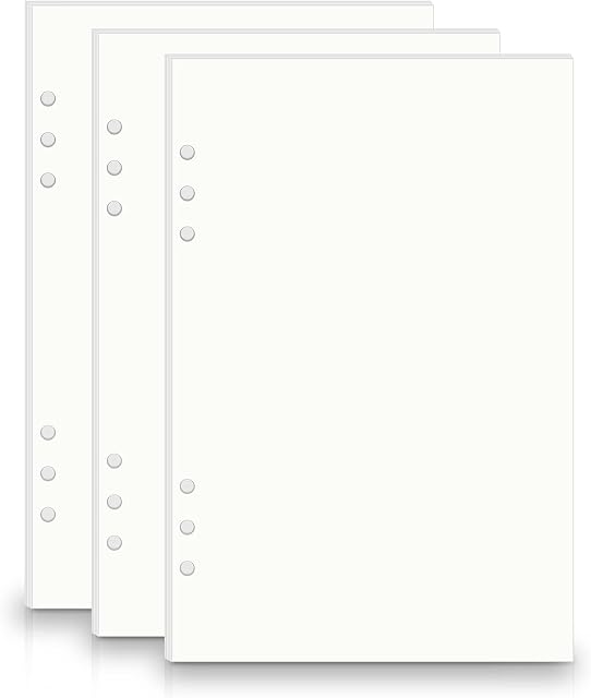 A5 Blank Refill Paper - 135 Sheets/270 Pages 6 Holes Punched Planner Insert Office College Filler Paper, 100gsm White Loose-leaf Binder Paper, 5.6" x 8.3"