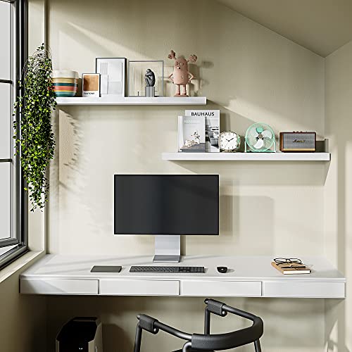 Bameos Floating Shelves,40 In W X 8In D Wall Mounted Wooden Shelves With Invisible Brackets Set Of 2, Hanging Wall Shelves Decoration For Bedroom, Bathroom, Living Room And Kitchen #TOP4