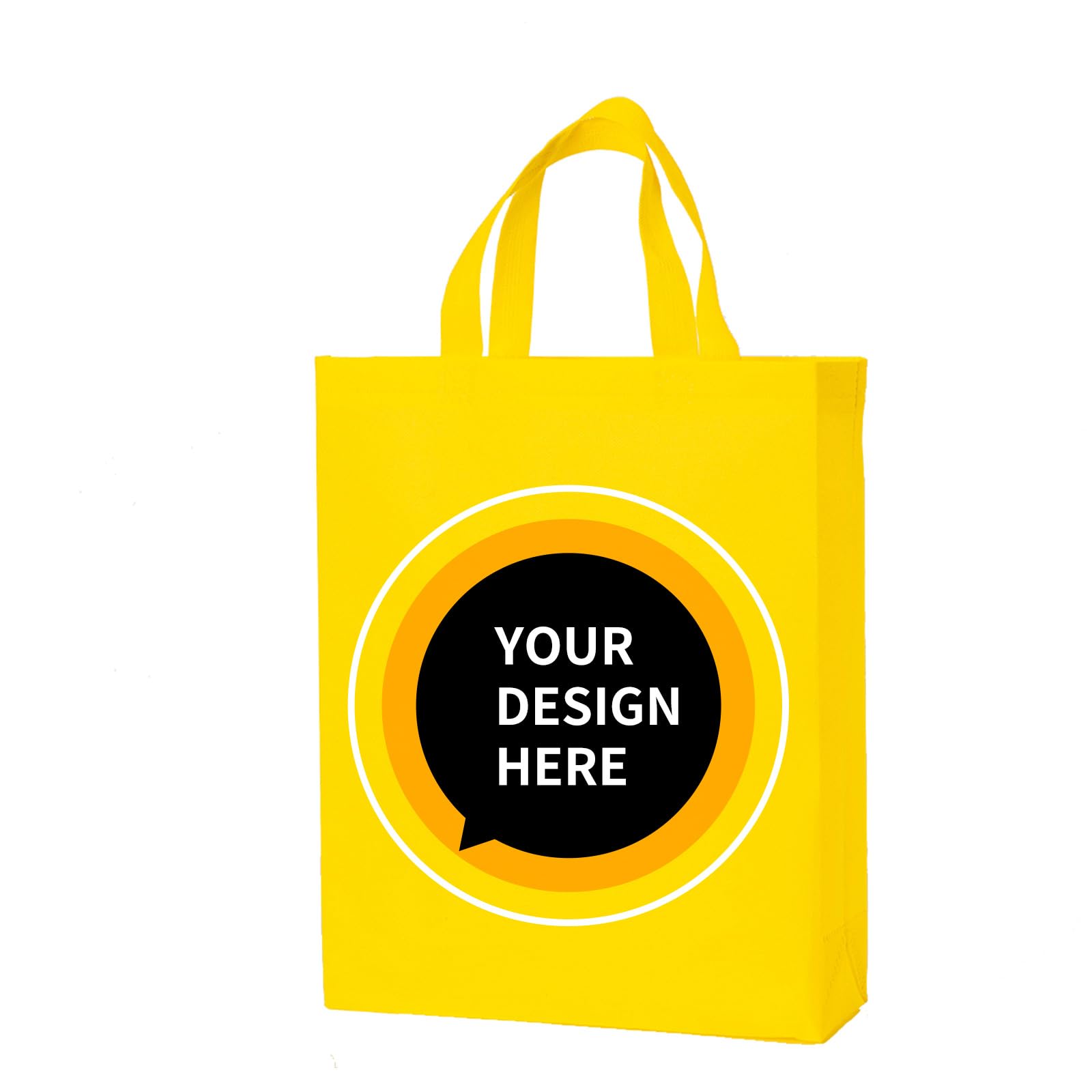 METAPRINT 100 Pcs Custom Tote Bags with Handle, Tote Bags Non-woven Reusable bags Ideal for Sales,Business,Store,12x4x15 in