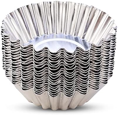 JOGILBOY 20 Pcs Disposable Aluminum Foil Egg Tart Molds Mini Pie Tins Pans and Tinfoil Cupcake Cake Cookie Liner Baking Cup Molder for Baking Supplies Making Tarts Quiche Pie Chocolate Pudding