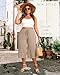 Evervibe 2 Pack Linen Capri Pants for Women L - 5XL Plus Size High Waist Drawstring Pockets Casual Cropped Trousers(Dark Khaki, Oatmeal,X-Large)