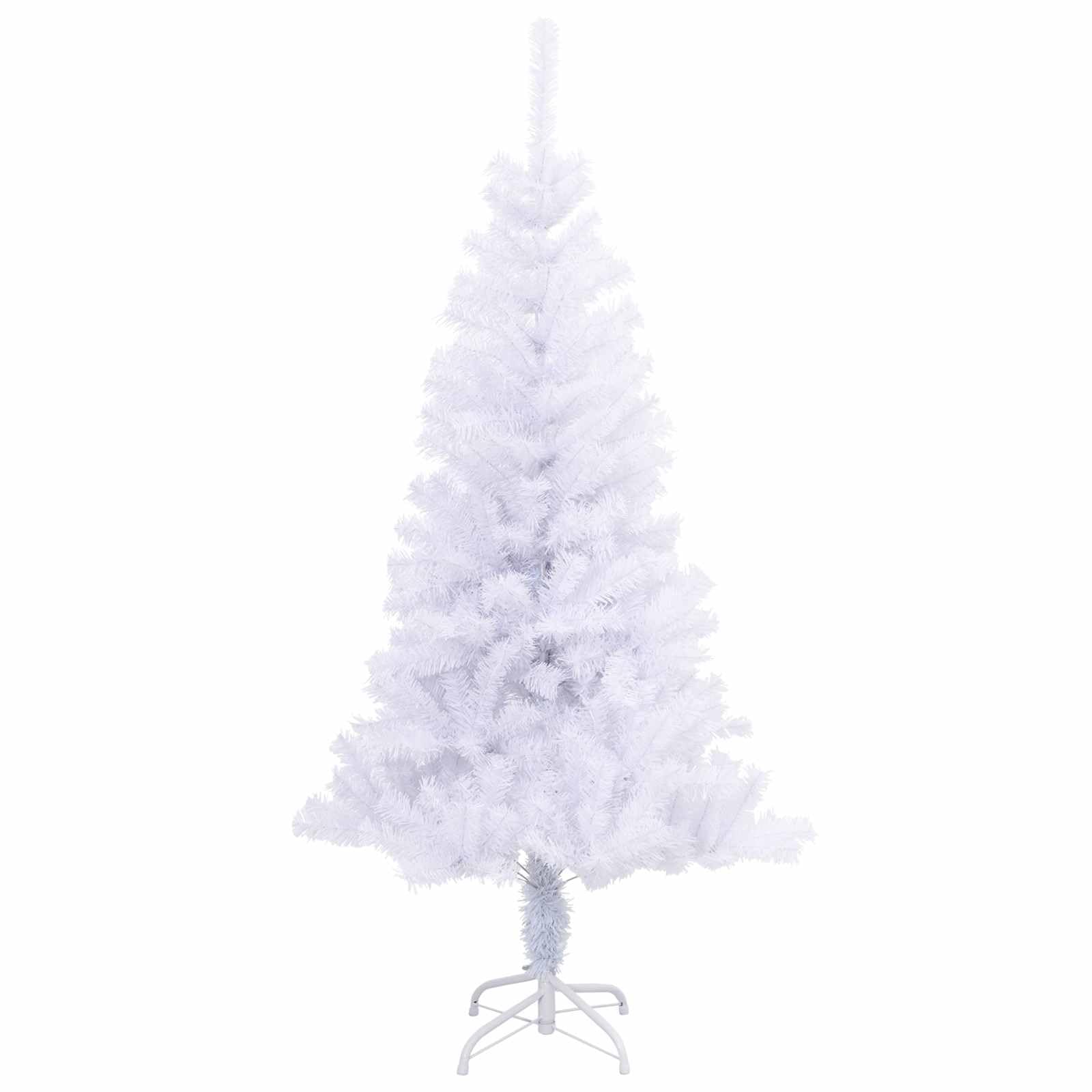 Sztuczna choinka biała, 150 cm, PCW i stal, z 380 końcówkami, 150 różowych lampek LED, zasilanie USB, 8 trybów świecenia, stabilny stojak, do salonu, na balkon, taras