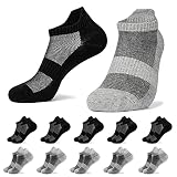 Mowenti Socken Damen 39-42 Sneaker Herren Sportsocken Kurze Laufsocken 10 Paar Schwarz und Grau