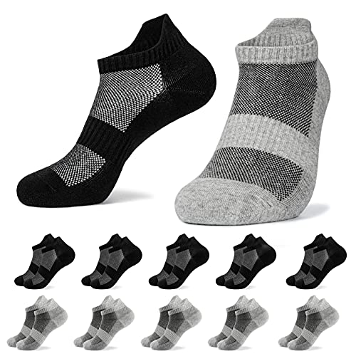 Mowenti Chaussette de Sport homme 43-46 Femme Coton Courtes Chaussettes 10 Paires Noir und Gris Cover