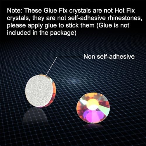 Jollin 1440pcs Glue Fix Crystal Flatback Rhinestones Glass Diamantes Gems for Crafting Nail Art Crafts Decorations Clothes Shoes 4.8mm (ss20, Crystal AB) - 4