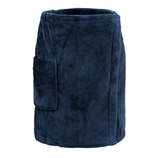 Leisureland Men's Plush Fleece Wrap, Spa Gym Bath Wrap Dark Blue