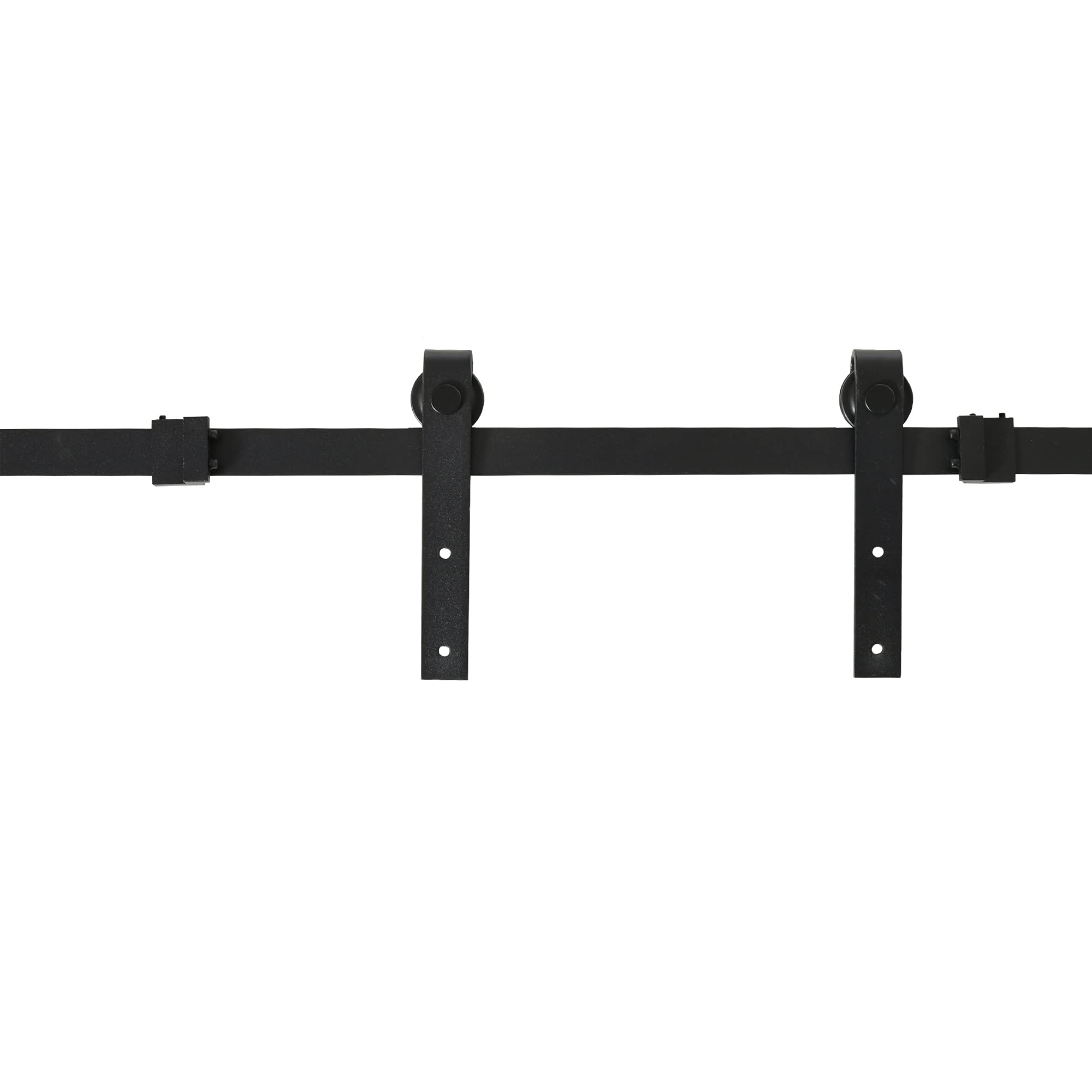 HOMCOM Herrajes Puertas Correderas 183 cm, Kit para Puerta Corredera Doble de Madera Ancho 45 cm, para Mueble de TV, Armario, Acero al Carbono, Negro
