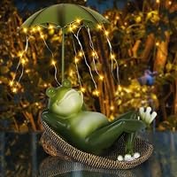 Statuetta Angelo Solare Per Esterni Con Catena Luminosa LED | Decorazione Da Giardino In Resina Resistente Alle Intemperie