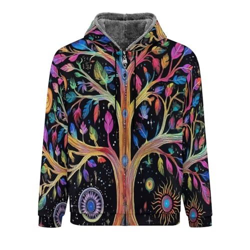 Veste polaire homme zippée à capuche multicolore chaude
