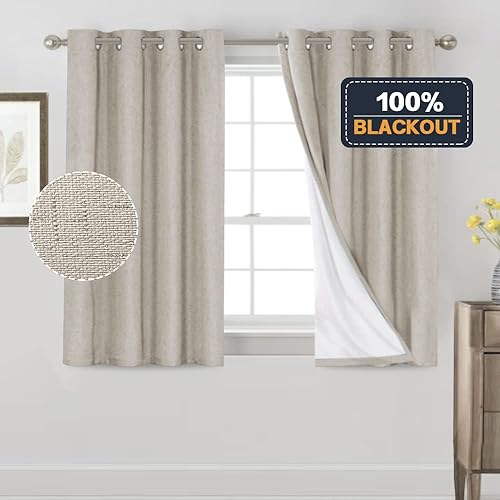 Miniatura 6 de PrinceDeco Primitive - Cortinas opacas 100 % de lino texturizado para dormitoriosala de estar, cortinas opacas de 54 pulgadas de largo, cortinas de